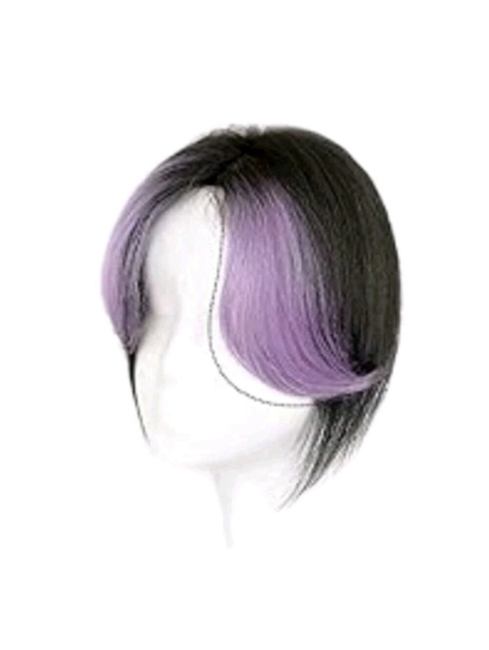 Anime Hair Topper Comb Clip In Black With Purple Bangs NIB
